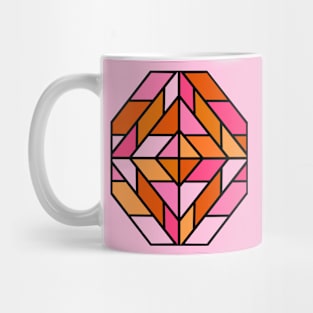 Geometric Pattern Tiles in Pink and Orange Mug